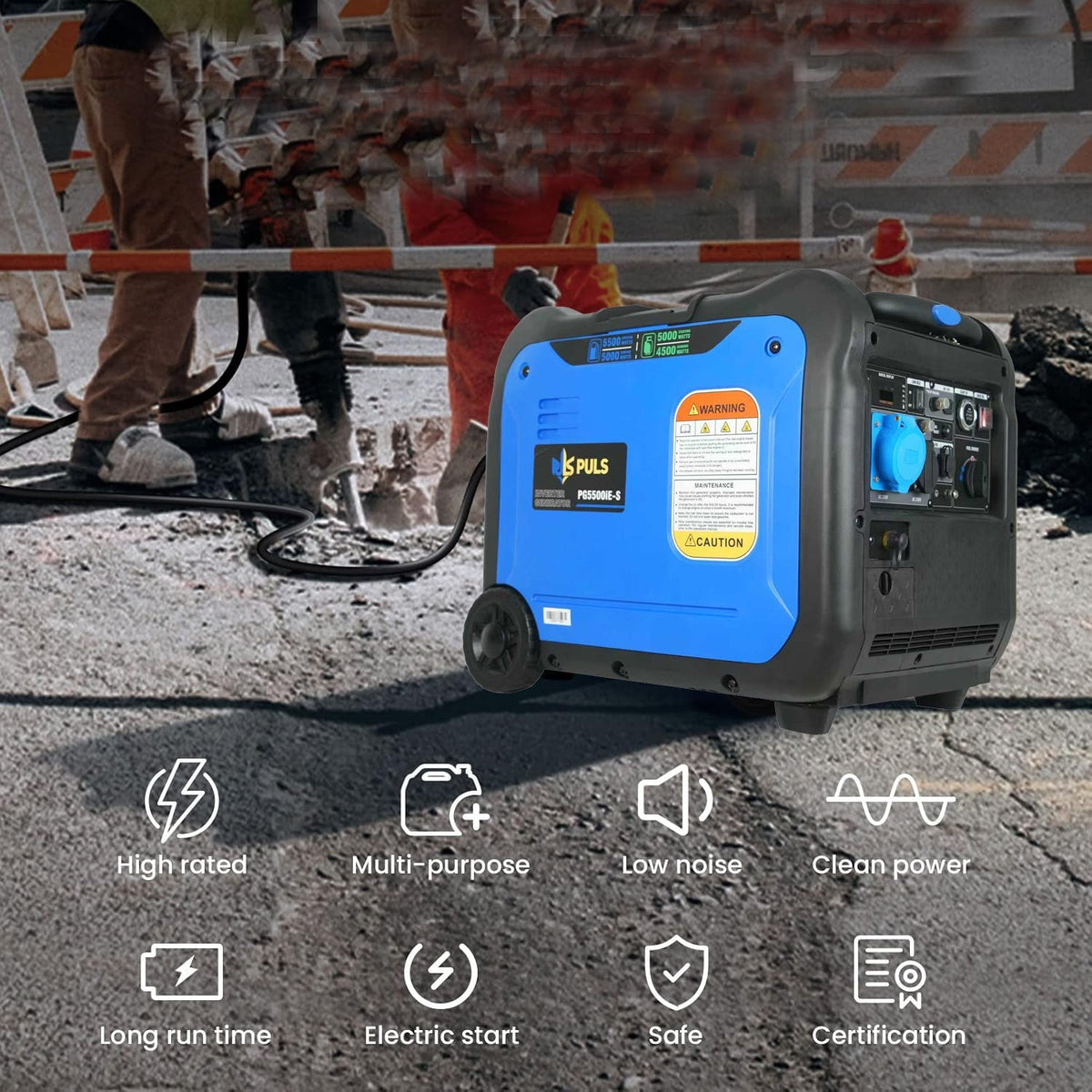 GCC Construction - Inverter Generators - 5500-Watt Dual Fuel Portable Inverter Gasoline Generator with Wheel Kit, Remote Electric Start