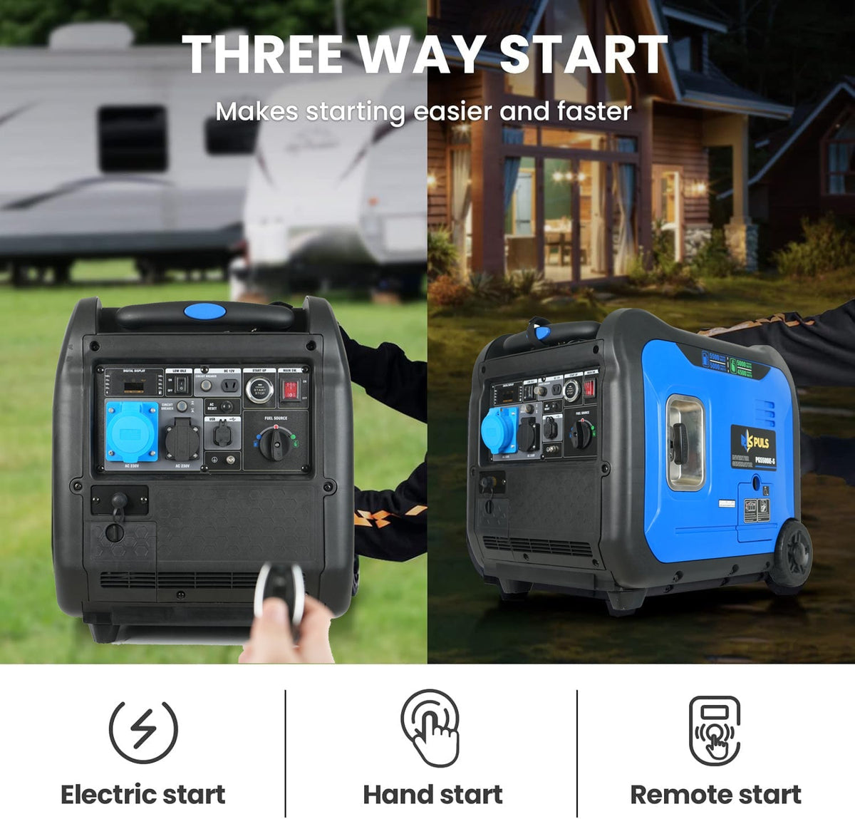 GCC Construction - Inverter Generators - 5500-Watt Dual Fuel Portable Inverter Gasoline Generator with Wheel Kit, Remote Electric Start