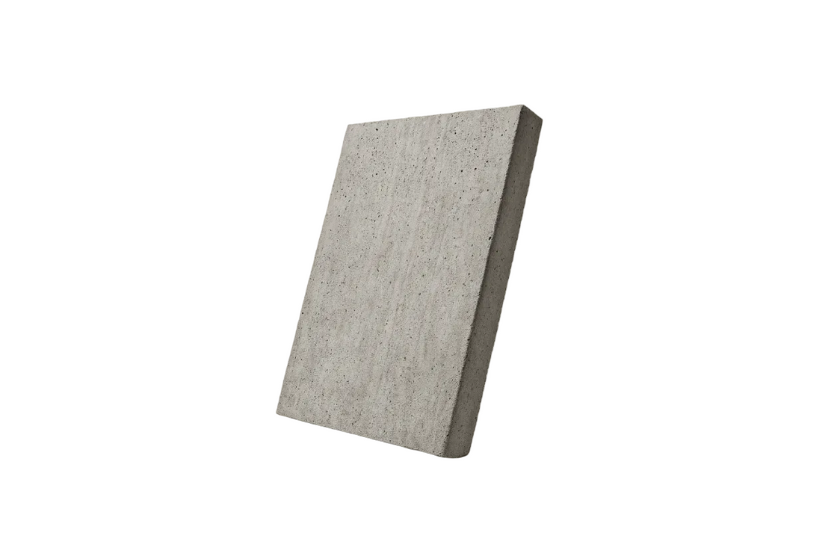 A rectangular concrete-look tile or panel shown at an angle on a plain white background.
