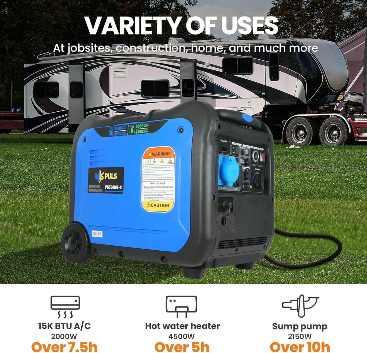 GCC Construction - Inverter Generators - 5500-Watt Dual Fuel Portable Inverter Gasoline Generator with Wheel Kit, Remote Electric Start