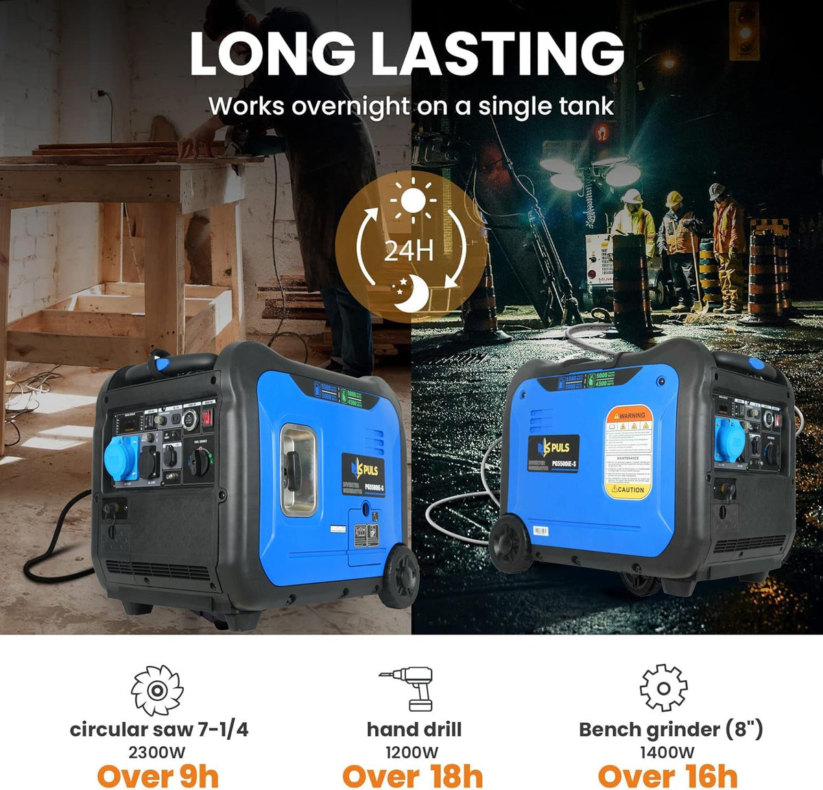 GCC Construction - Inverter Generators - 5500-Watt Dual Fuel Portable Inverter Gasoline Generator with Wheel Kit, Remote Electric Start