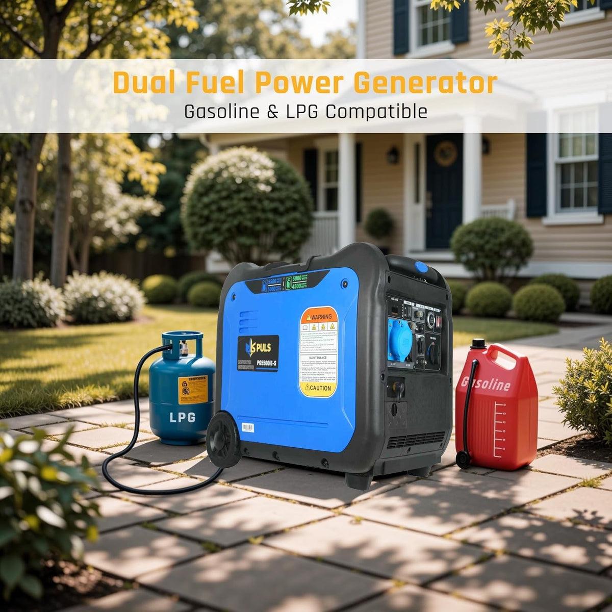 GCC Construction - Inverter Generators - 5500-Watt Dual Fuel Portable Inverter Gasoline Generator with Wheel Kit, Remote Electric Start